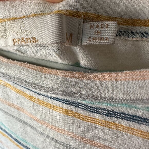 prAna Vosky Top Stone Stripe‎ Organic Natural Airy Beach Light Womens Medium - Picture 3 of 4